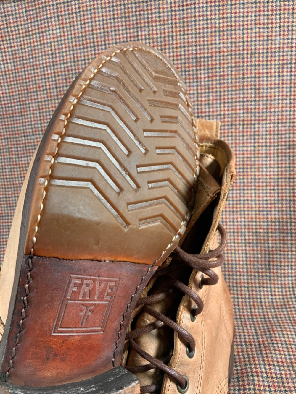 Women's FRYE Veronica Combat Boot Size 7.5 Redwood Brown Leather Lace Up - Picture 7 of 11
